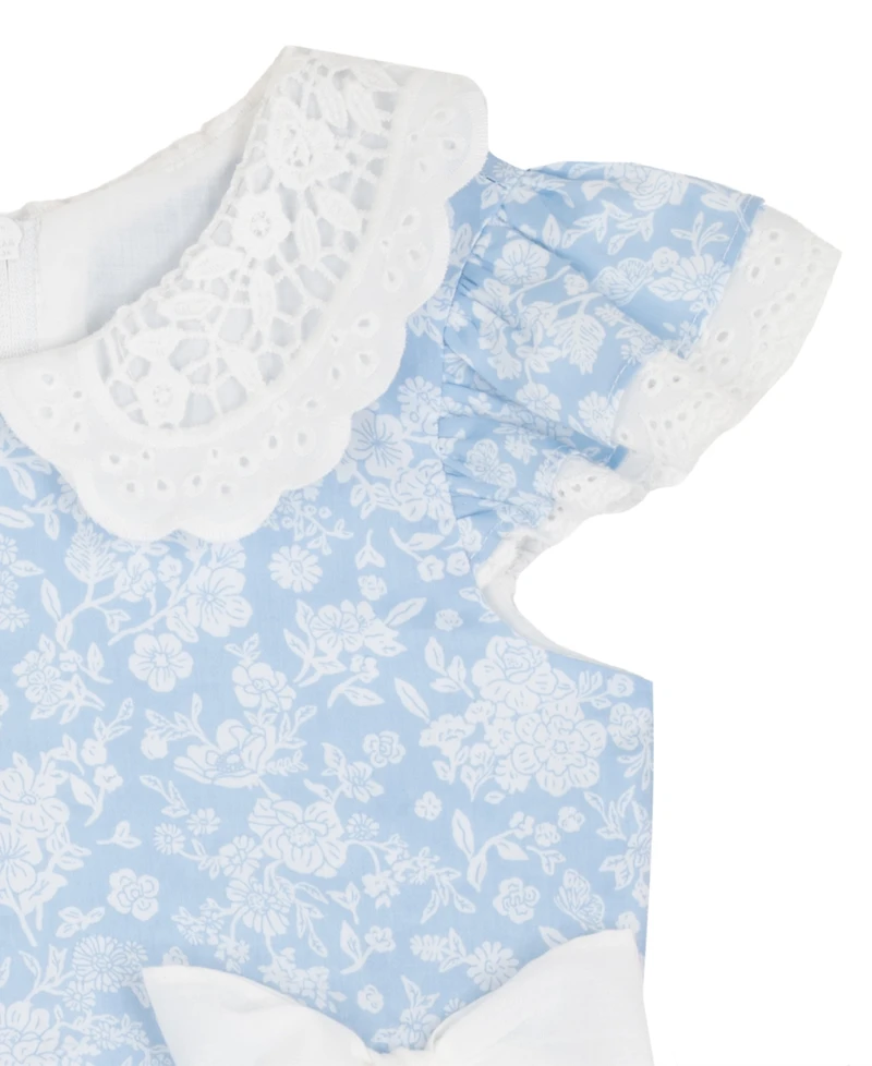 Rare Editions Girls' 2T-6X Flared Round Neck Bow Dress