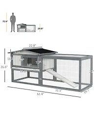 Pawhut Wooden Small Animal House Rabbit Hutch Bunny Cage w/ Backyard Run Ramp