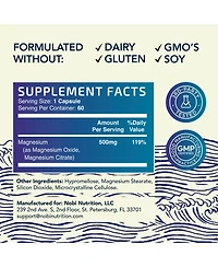 Nobi Nutrition Magnesium Complex Capsules, Magnesium Oxide, Magnesium Citrate, Nobi Nutrition, 60ct