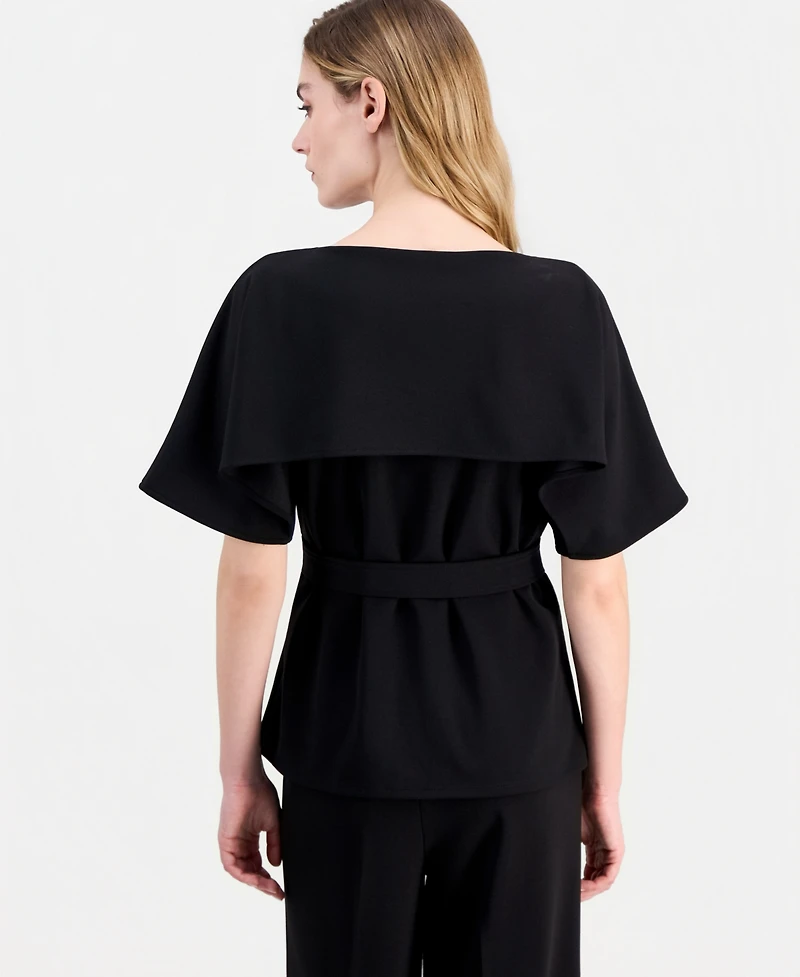 Anne Klein Women's Layered Belted Short-Sleeve Top