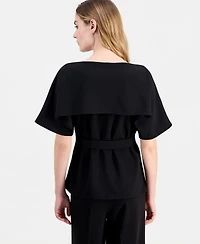 Anne Klein Women's Layered Belted Short-Sleeve Top