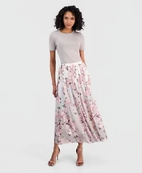 Anne Klein Womens Pull On Floral Maxi Skirt