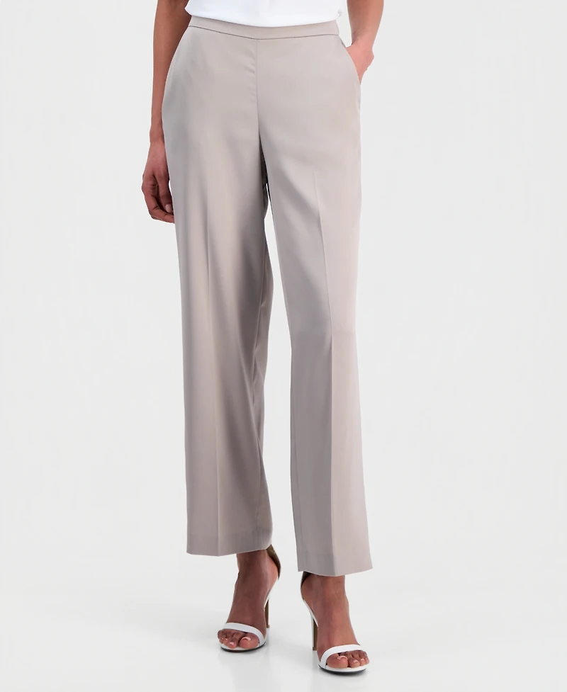 Anne Klein Women's High-Rise Pull-On Satin Trousers