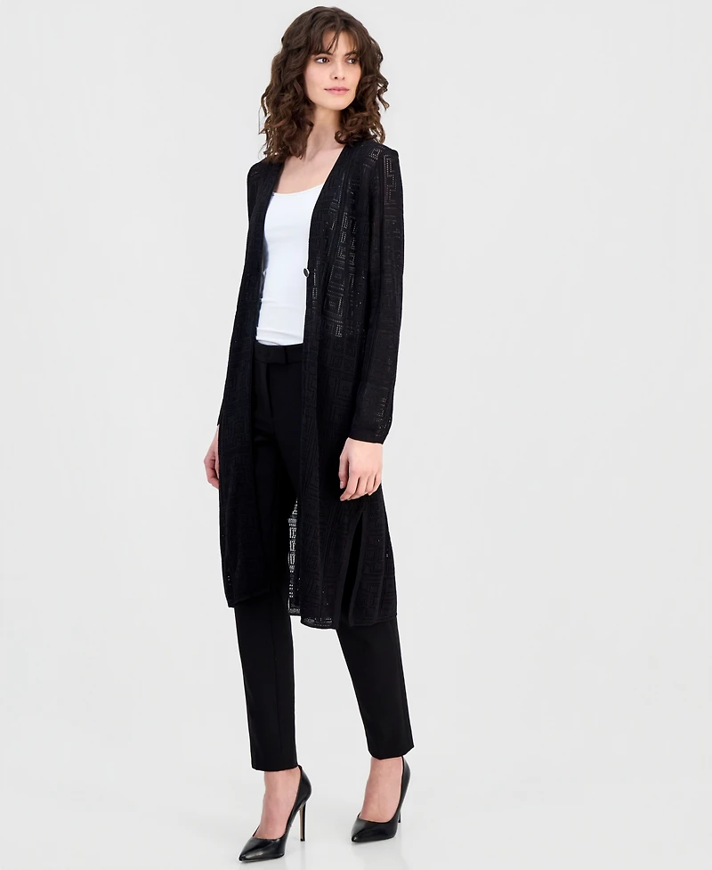 Anne Klein Women's Geometric-Knit Duster Cardigan