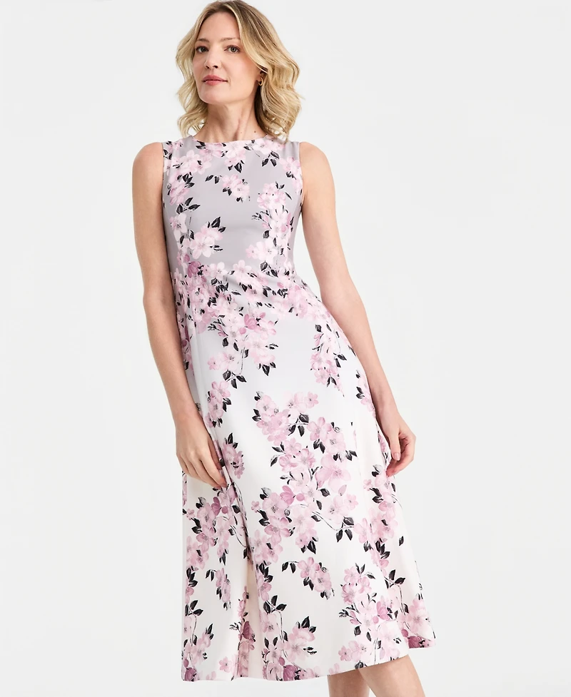 Anne Klein Women's Floral Print Fit & Flare Midi Dress