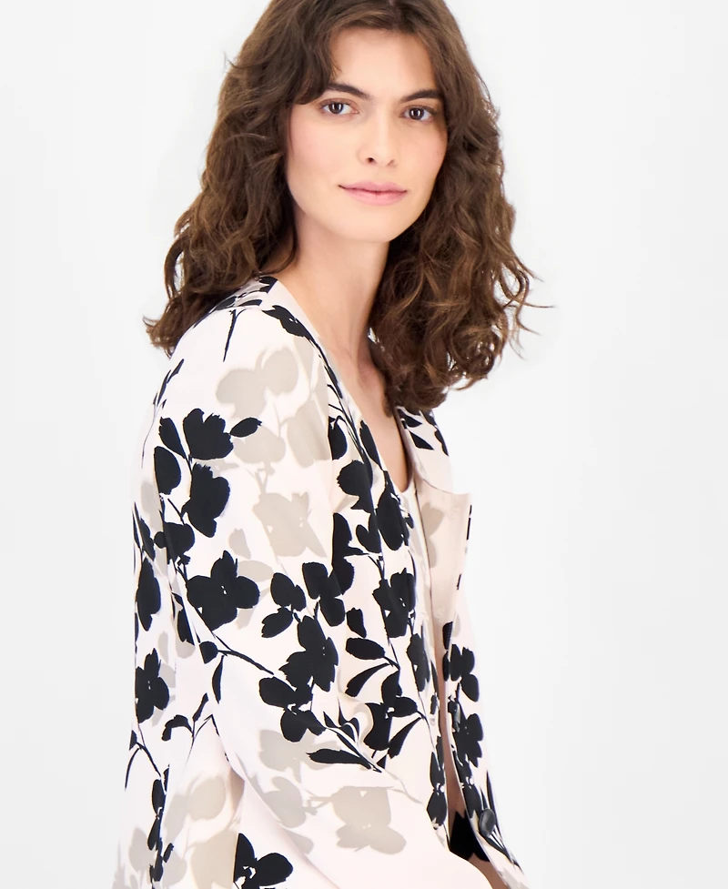 Anne Klein Petite Scoop Neck Button Jacket