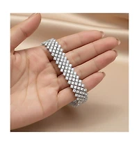 Sterling Silver 14K Gold Plated Clear Cubic Zirconia 4-Row Tennis Bracelet