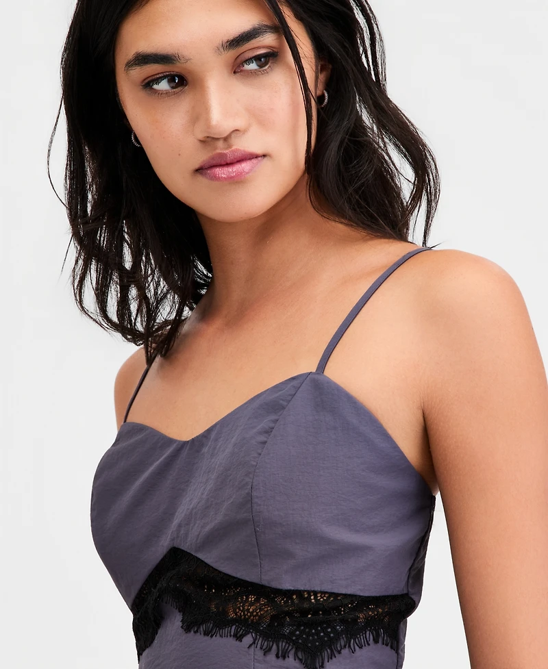 Bar Iii Women's Lace-Trim Cropped Top, Macy's Exclusive