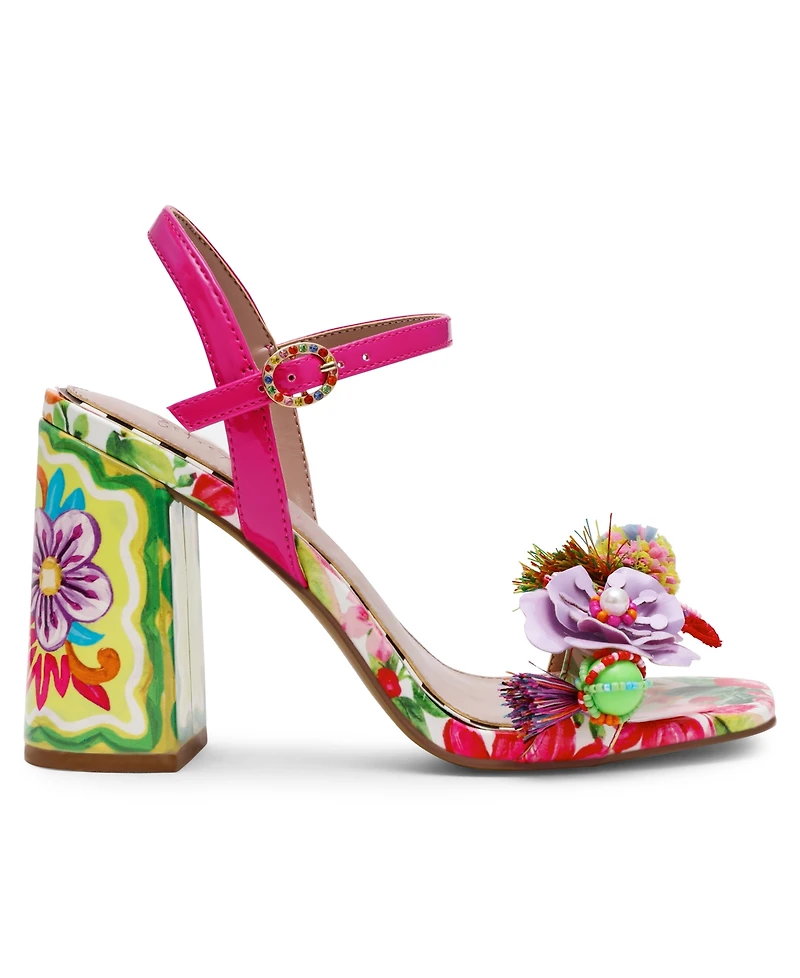 Betsey Johnson Women's Masen Floral Block Heel Dress Sandals