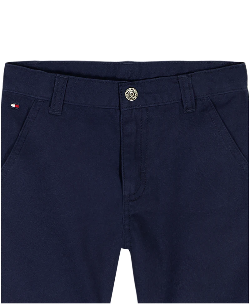 Tommy Hilfiger Boys' 2T-7 Point Collar Stripe Shirt and Shorts, 2-Piece Set