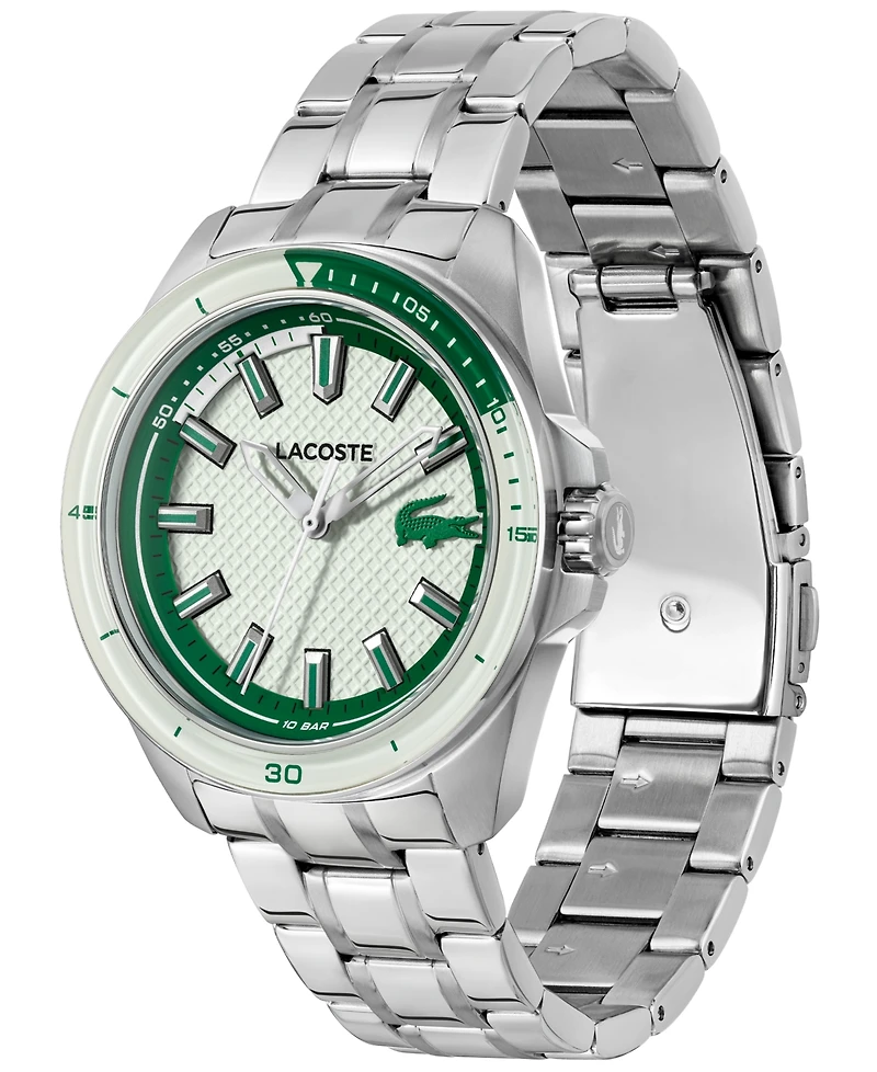 Lacoste Men's Capbreton Silver Tone Stainless Steel Bracelet Watch, 43mm