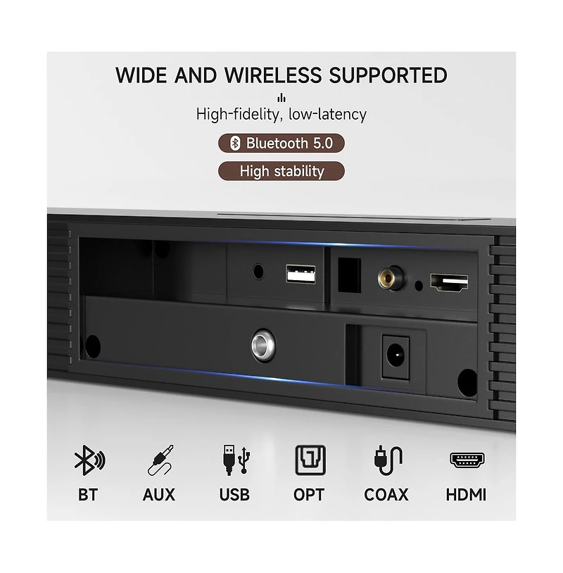 Artudatech 2.1 Channel Sound Bar and Subwoofer Set with Immersive Deep Bass & Bluetooth 5.0