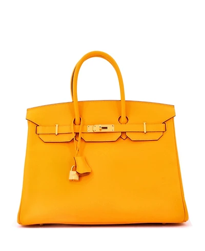 Pre-Owned Hermes Birkin 35 Handbag Yellow Epsom with Gold Hardware