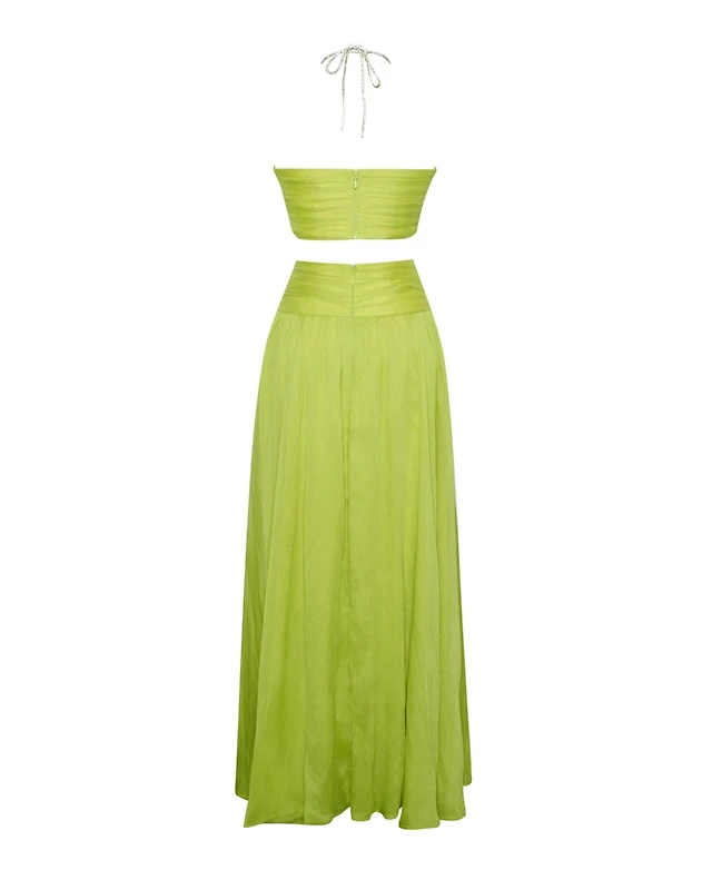 Miss Circle Women Xella Yellow Pleated Chiffon Maxi Dress at Vancouver Mall  in Vancouver, WA