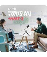 Movo Wireless Mini Wireless Microphone for iPhone Podcast Equipment Bundle with Wmx-hm Handle (Lightning)