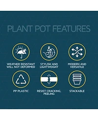 Lifemaster White Plant Pots 3-Pack with Drainage Holes & Saucers, Stackable Indoor & Outdoor Space-Saving Planters for Houseplants & Flowers