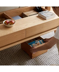Boyel Living Solid Wood Lift-Top Coffee Table with Hidden Storage & Rounded Corners