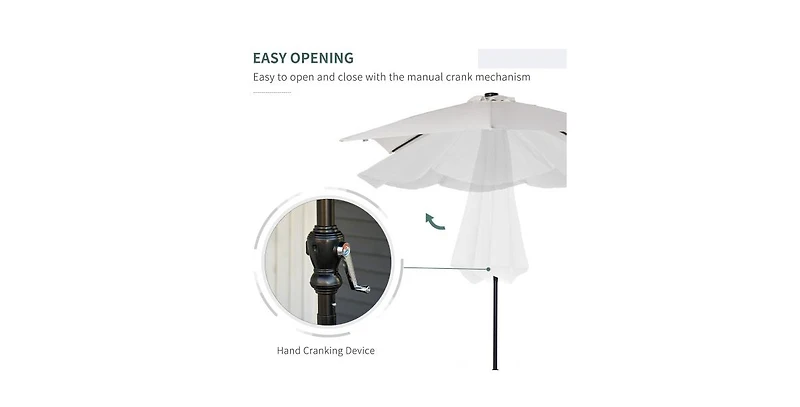 One 10ft Outdoor Market Patio Umbrella with 8 Sturdy Ribs, Tilt/Crank Push Button for Garden, Deck, Backyard and Pool