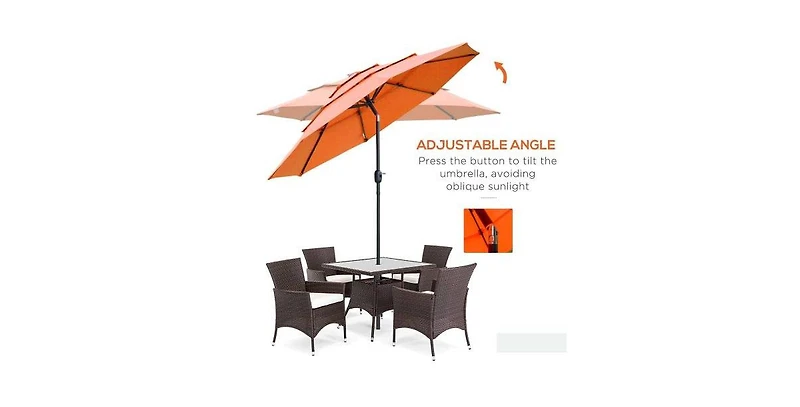 Flynama One Simple Deluxe 9ft Outdoor Market Table Patio Umbrella with Button Tilt, Crank and 8 Sturdy Ribs for Garden, Green