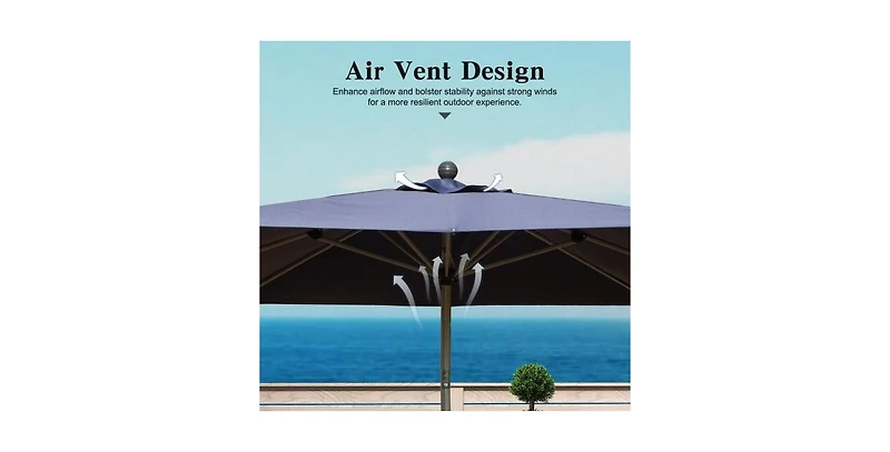 Flynama One 7.5ft Patio Outdoor Table Market Yard Umbrella with Push Button Tilt/Crank, 6 Sturdy Ribs for Garden, Deck, Backyard, Pool, Turquoise