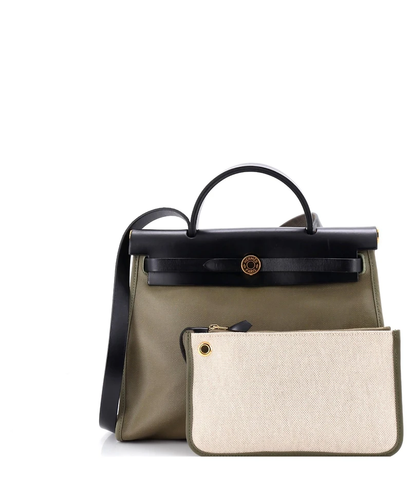 Pre-Owned Hermes Herbag Zip Leather and Toile