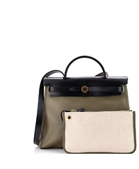 Pre-Owned Hermes Herbag Zip Leather and Toile