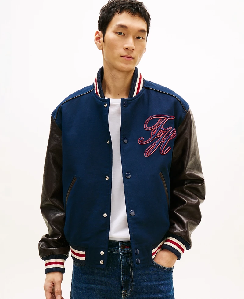 Tommy Hilfiger Men's Regular-Fit Leather Varsity Jacket