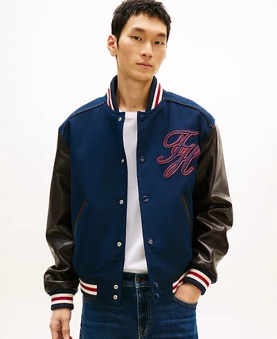 Tommy Hilfiger Men's Regular-Fit Leather Varsity Jacket