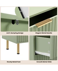 gaomon 6-Drawer Modern Fluted Green Dresser, 47.2 Inch Wide Chest, Deep Drawers, Tv Stand, Organizer for Bedroom, Living Room, Kids Room