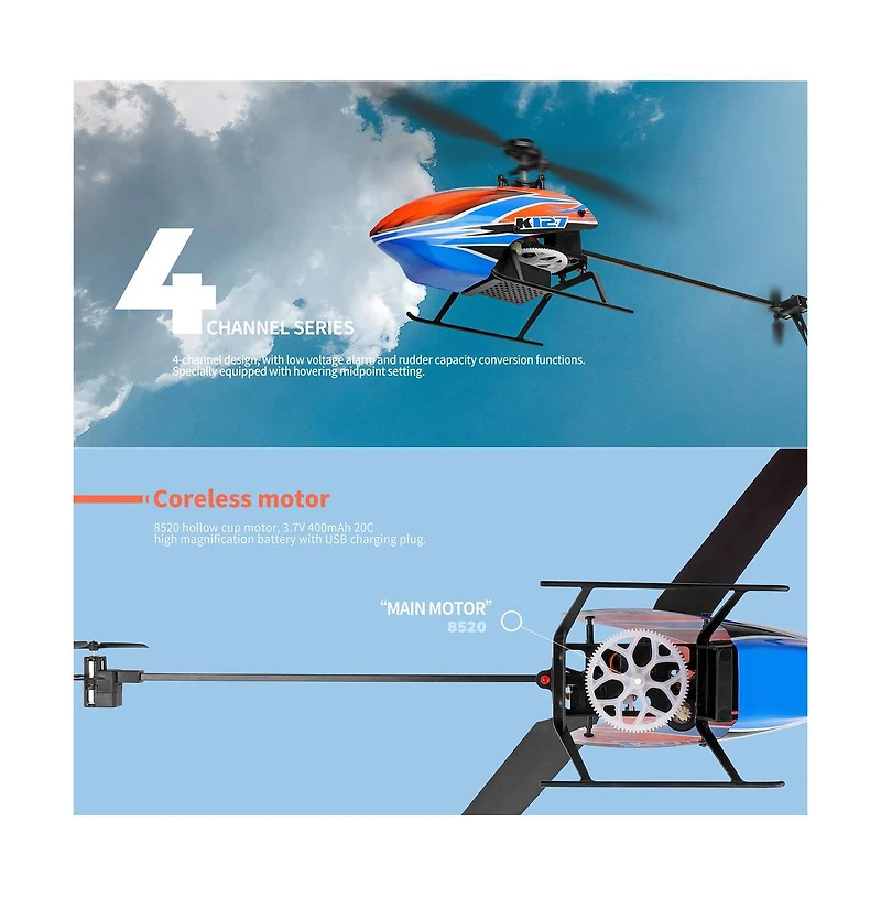 Bruce & Shark 2.4G 4-Channel Rc Helicopter with Auto-Hover & 6-Axis Gyro, Beginner Friendly Design