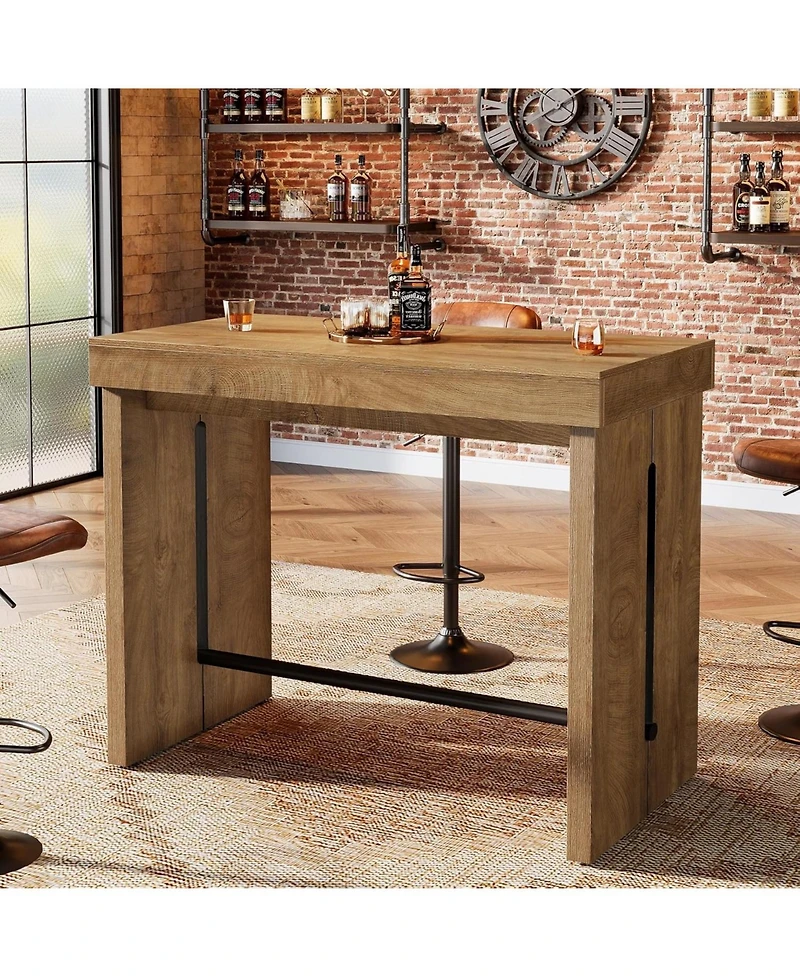 Tribesigns Bar Table, 41.3" Pub Table with Metal Footrest