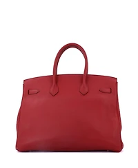 Pre-Owned HERMES Birkin 35 Handbag Red Clemence with Palladium Hardware