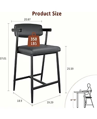 gaomon Bar Stools Set of 2, 26.5 in Upholstered Counter Height Bar Stools for 2 with Armrest, Wider Thickened Cushion, Bar Chairs with Backrest, Black
