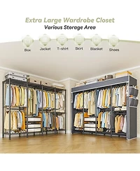 Raybee Clothes Rack with Cover,Clothing Rack for Hanging Clothes,Portable Closet,Adjustable,1150LBS