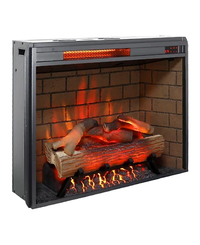 Clihome 28inch Infrared Electric Fireplace with Removable Trim kit Insert, Touch Panel Home Decor Heater, Smokeless Firebox with Fire Crackling Sound