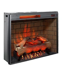 Clihome 28inch Infrared Electric Fireplace with Removable Trim kit Insert, Touch Panel Home Decor Heater, Smokeless Firebox with Fire Crackling Sound