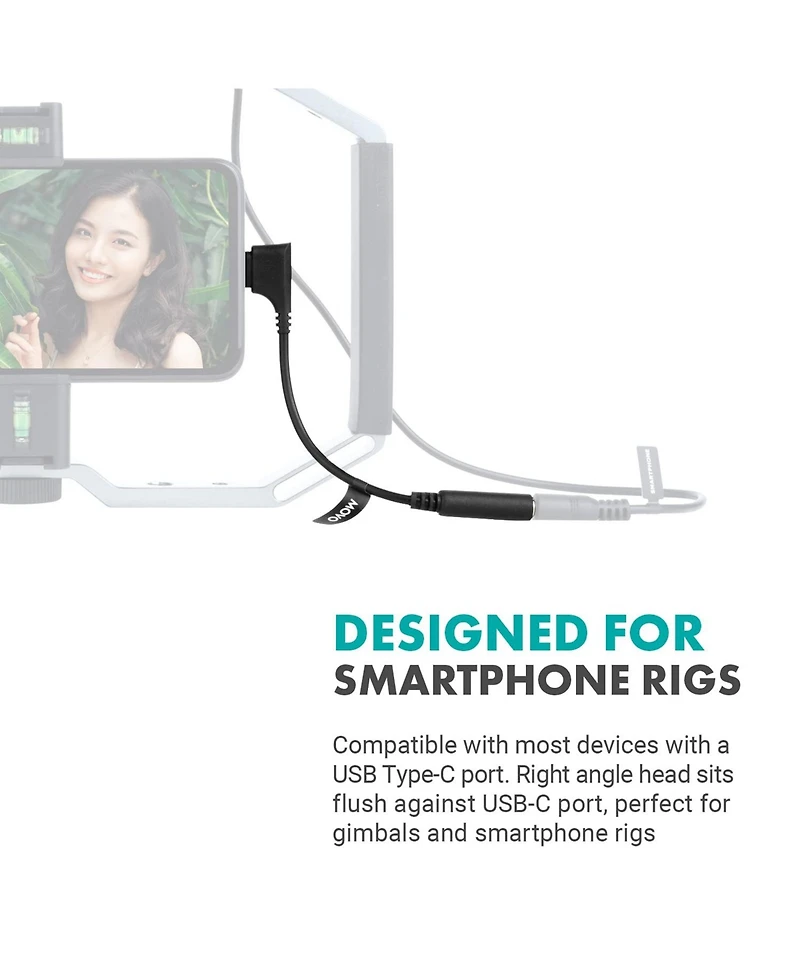 Movo Ucma-3 Female 3.5mm Trrs to Usb-c Right Angle Mic. Cable