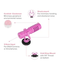 Movo VXR10 Universal Video Microphone for Dslr Cameras and Camcorders (Pink Breast Cancer Awareness Edition)