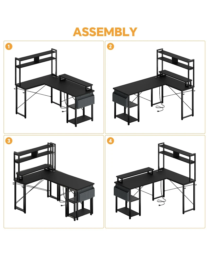 Aheaplus 49'' Small L Shaped Desk with Hutch