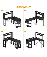 Aheaplus 49'' Small L Shaped Desk with Hutch