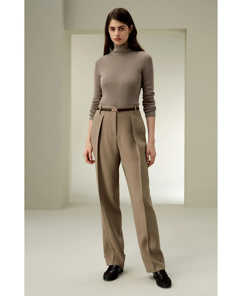 Lilysilk Women's Seamless Silk-Cashmere Blend Turtleneck Sweater