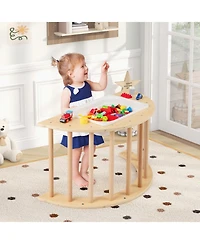 Hongge 6 in 1 Wooden Kids Climbing Arch Playset with Rocker Ladder Sensory Table and Cushion