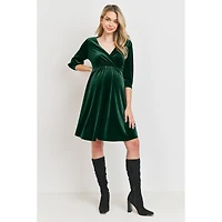 Hello Miz Maternity Velvet V Neck Wrap Nursing Dress