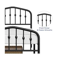 Yaheetech Modern Twin Size Metal Bed Frame with Arched Headboard and Footboard/Spacious Underbed Storage Space/Heavy Duty Slat Support Black