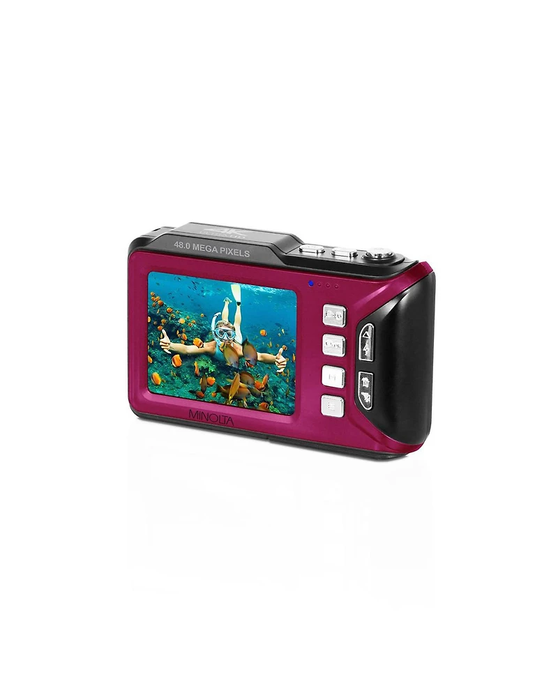 Minolta MN60WP Waterproof Dual Screen Digital Camera, Magenta