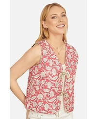 Yumi Women's Indian Floral Reversible Quilted Jacket