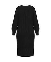 City Chic Plus Sarah Long Sleeve Rib Dress