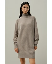 Lilysilk Women's Wool-Cashmere Turtleneck Sweater Dress