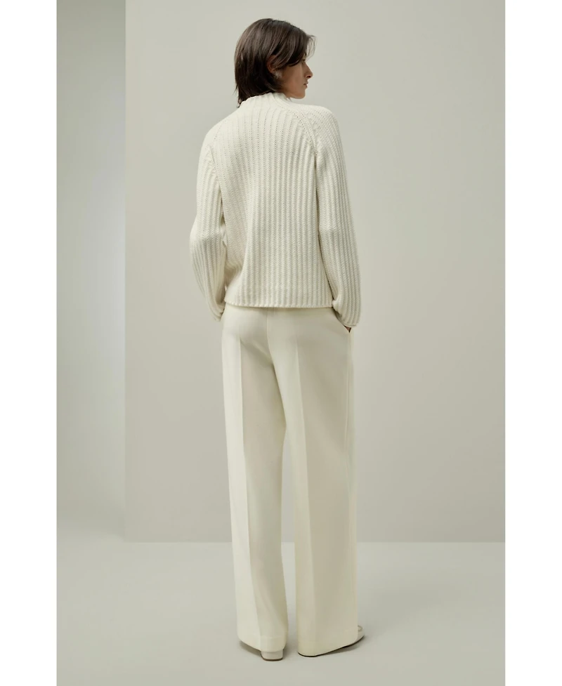 Lilysilk Women's Pointelle Mock Neck Sweater
