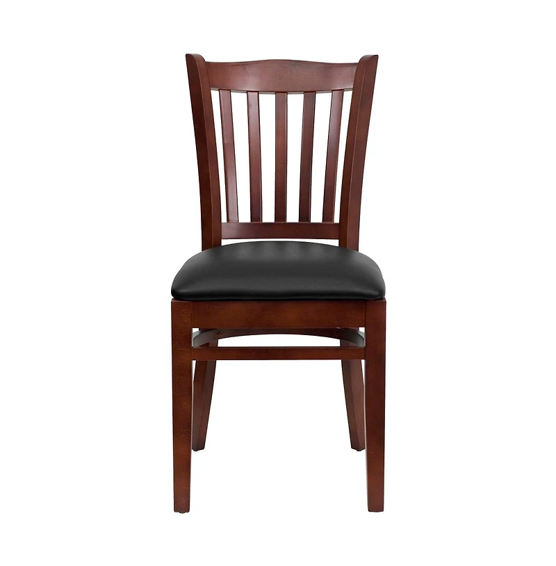 Emma+Oliver 2 Pack Vertical Slat Back Wooden Restaurant Chair